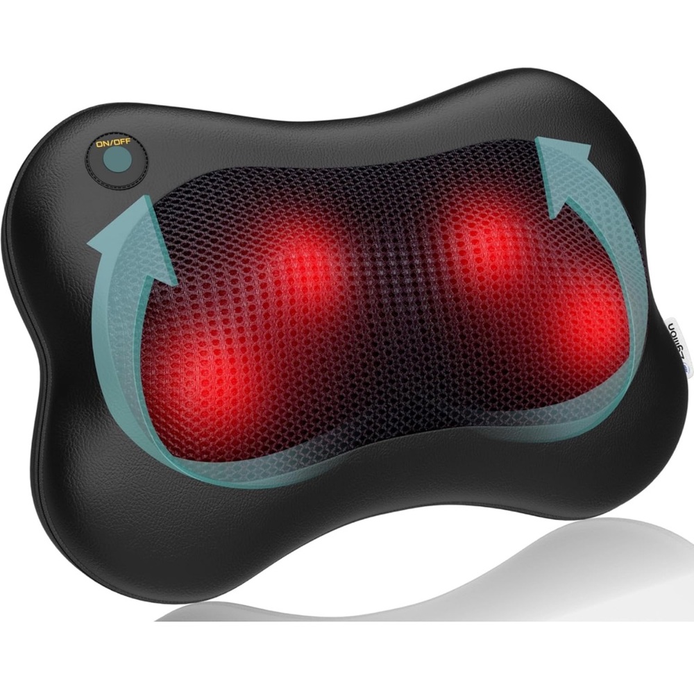 Zyllion Back & Neck Massager w Heat 3D Deep Tissue Shiatsu Massage